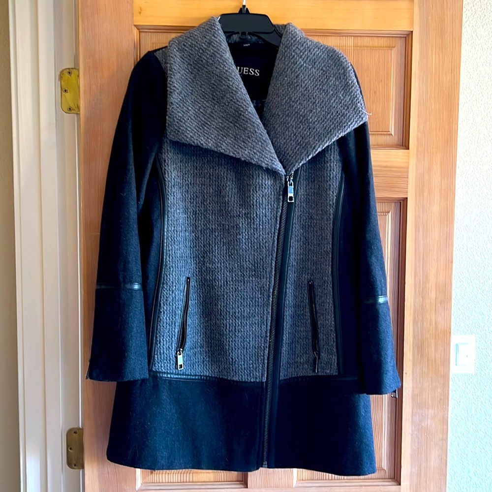 Guess two tone wool coat size small